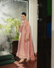 WINTER-3PC RAW SILK EMBROIDERED SHIRT WITH SILK EMBROIDERED DUPATTA AND EMB TROUSER-5141