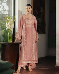 WINTER-3PC RAW SILK EMBROIDERED SHIRT WITH SILK EMBROIDERED DUPATTA AND EMB TROUSER-5141