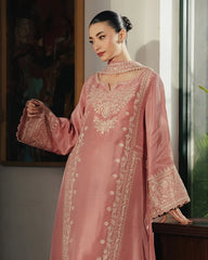 WINTER-3PC RAW SILK EMBROIDERED SHIRT WITH SILK EMBROIDERED DUPATTA AND EMB TROUSER-5141