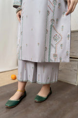 WINTER- 3PC DHANAK EMBROIDERED SHIRT WITH COUTUTRE PRINTED SHAWL & EMB TROUSER-1639