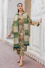 WINTER-3PC KARANDI PRINTED SHIRT WITH KARANDI PRINTED DUPATTA AND TROUSER-2579
