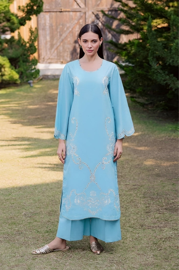 SUMMER-2PC LAWN EMBROIDERED SHIRT WITH TROUSER-100