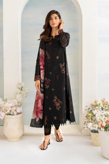 WINTER- 3PC DHANAK EMBROIDERED SHIRT WITH COUTURE PRINT SHAWL AND TROUSER-3175