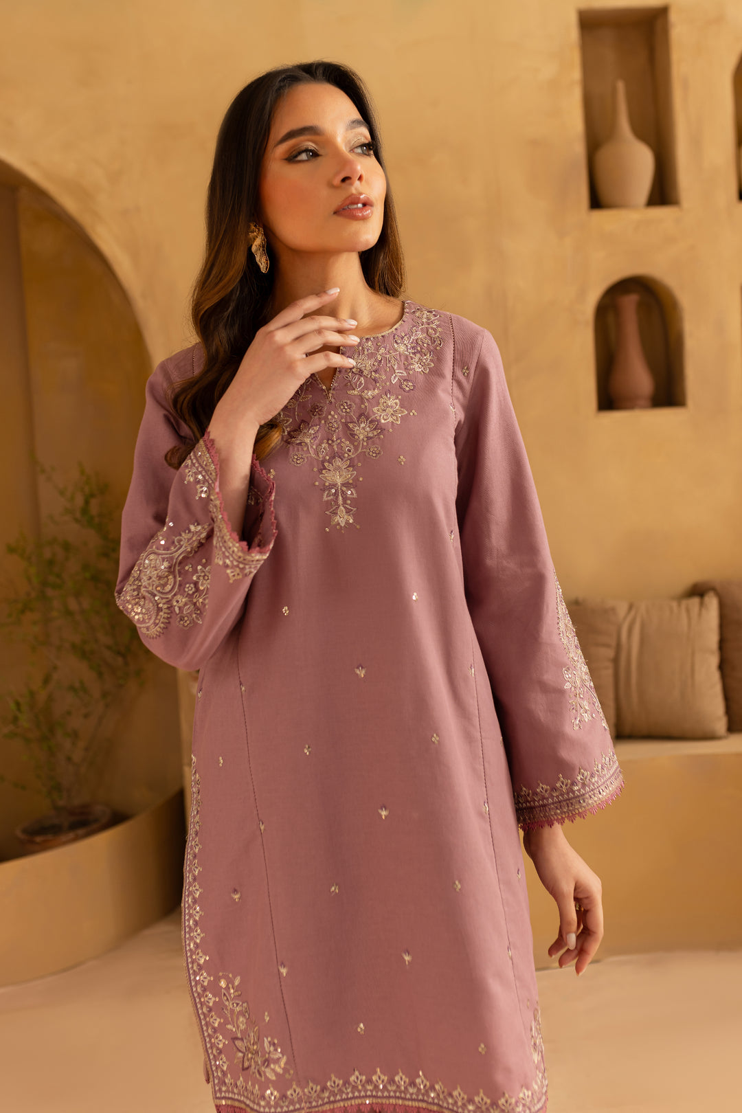 WINTER-2PC SEQUIN DHANAK EMBROIDERED SHIRT WITH SEQUIN DHANAK EMBROIDERED TROUSER-106