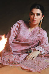 WINTER-3PC DHANAK SEQUINS CHIKAAN EMBROIDERED SHIRT WITH KHADDI NET EMBROIDERED DUPATTA AND TROUSER-BI-5097