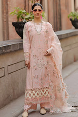 SUMMER-3PC LAWN CHIKAN EMBROIDERED SHIRT WITH KHADDI NET EMB DUPATTA AND TROUSER-4718