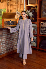 URGE-2PC LAWN SEQUIN EMBROIDERED SHIRT WITH EMB TROUSER-84