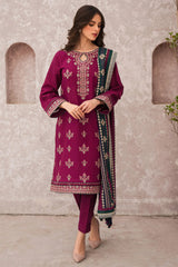 SUMMER-3PC LAWN EMBROIDERED SHIRT WITH MONARK PRINT DUAPATTA-3505