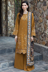 WINTER-3PC DHANAK EMBROIDERED SHIRT WITH WOOL DIGITAL PRINT SHAWL AND TROUSER-5038