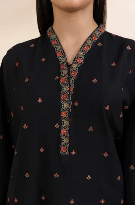WINTER-3PC DHANAK EMBROIDERED SHIRT WITH COURTRAI PRINTED SHAWL & TROUSER-4242