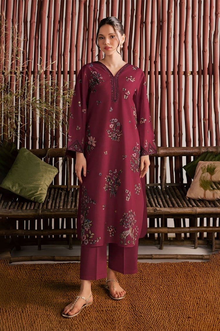 SUMMER-2PC LAWN EMBROIDERED SHIRT WITH TROUSER-256