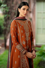 WINTER-3PC DHANAK EMBROIDERED SHIRT WITH COURTRAI PRINTED SHAWL AND TROUSER-4012