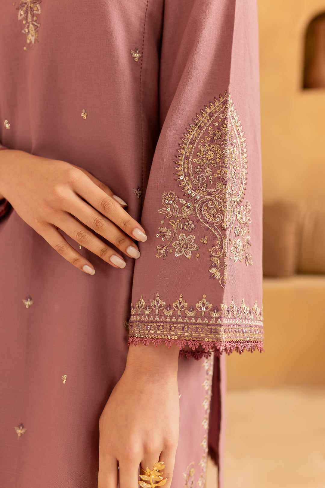 WINTER-2PC SEQUIN DHANAK EMBROIDERED SHIRT WITH SEQUIN DHANAK EMBROIDERED TROUSER-106