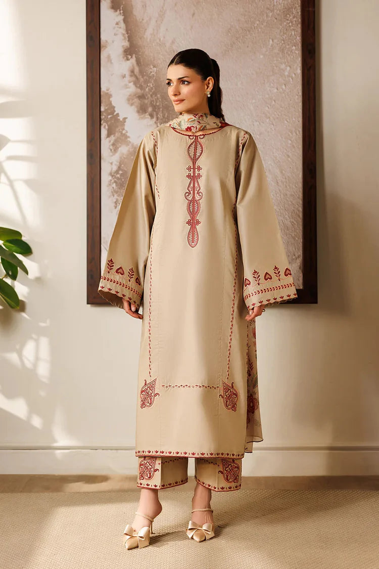 SUMMER-3PC LAWN EMBROIDERED SHIRT WITH CHIFFON PRINTED DUPATTA AND EMB TROUSER-4869