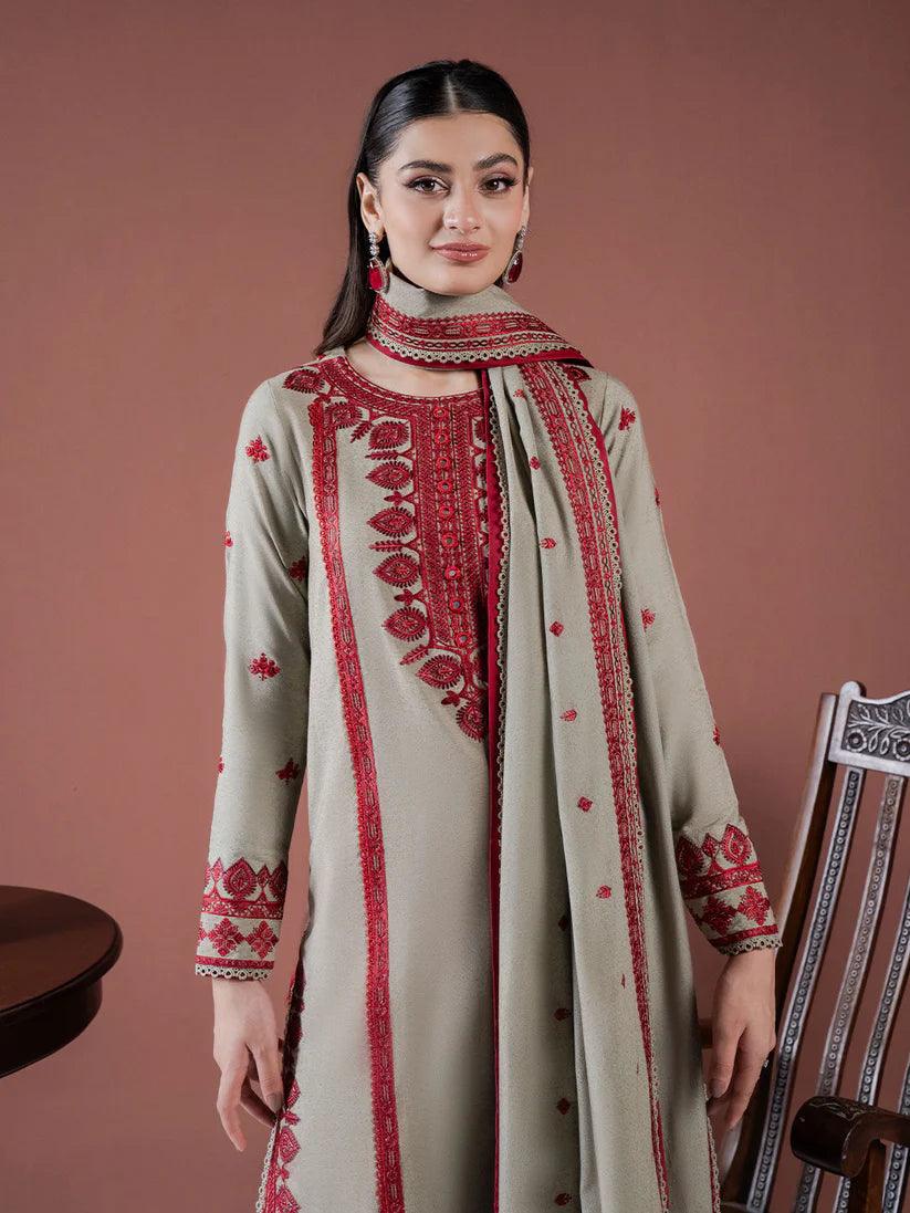 SUMMER-Lawn 3pc Embroidered Shirt With Lawn Embroidered Dupatta & Embroidered Trouser-3563