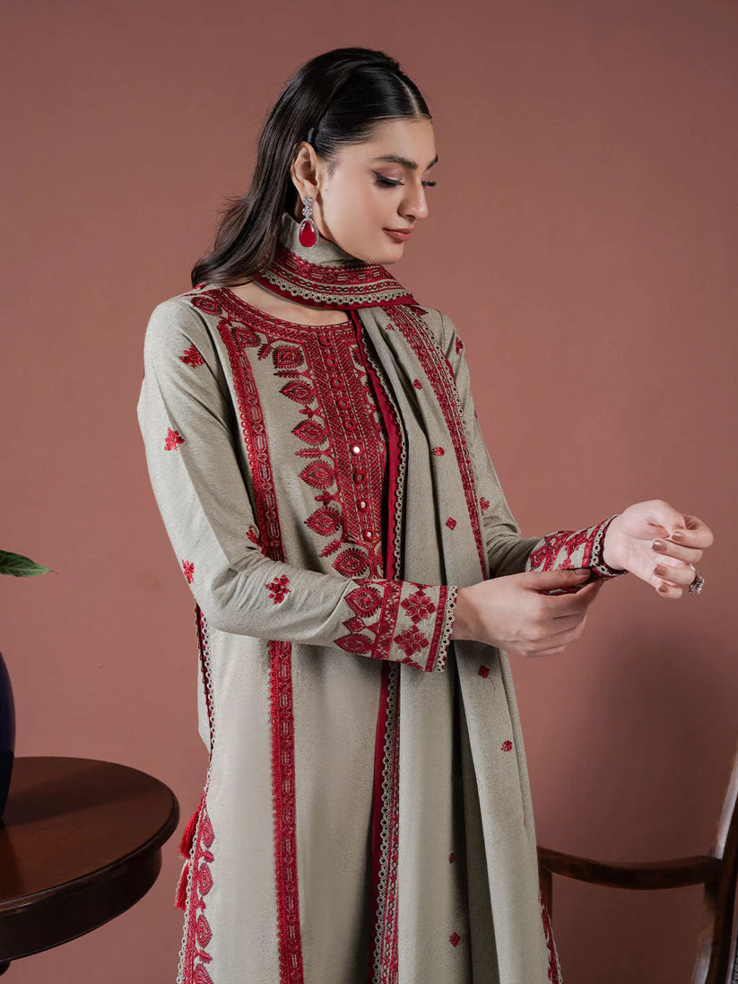 SUMMER-Lawn 3pc Embroidered Shirt With Lawn Embroidered Dupatta & Embroidered Trouser-3563
