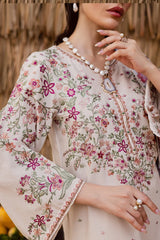 WINTER-3PC DHANAK EMBROIDERED SHIRT WITH WOOL PRINTED SHAWL AND EMB TROUSER -5040