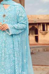 WINTER-3PC DHANAK EMBROIDERED SHIRT WITH CHIFFON EMBROIDERED DUPATTA AND TROUSER-4029