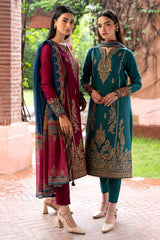SUMMER- 3PC LAWN EMBROIDERED SHIRT WITH MONARK PRINT DUPATTA AND TROUSER-3581