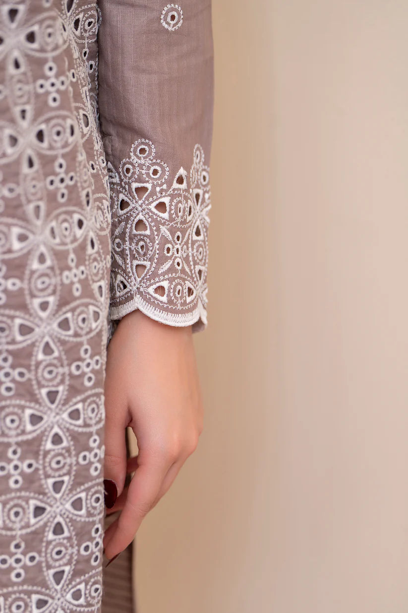 SUMMER-3PC LAWN CHIKENKARI EMBROIDERED SHIRT WITH LAWN TUBE SLUB DUPATTA-6900