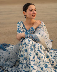 WINTER- 3PC DHANAK EMBROIDERED FROCK WITH KHADDI NET EMBROIDERED DUPATTA AND TROUSER-5069