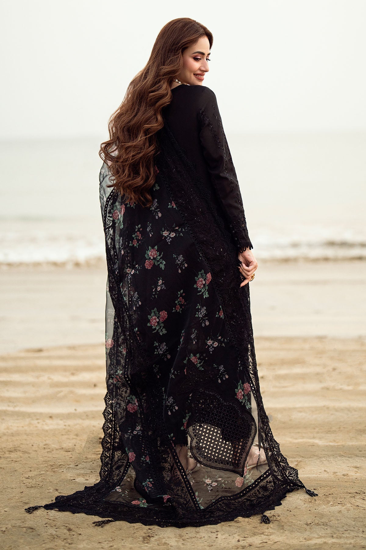 WINTER-3PC DHANAK LASER WORK EMBROIDERED SHIRT WITH MONARK PRINTED EMB DUPATTA & TROUSER-4119