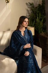 WINTER-3PC DHANAK EMBROIDERED SHIRT WITH DHANAK EMBROIDERED SHAWL AND TROUSER-4392
