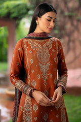 WINTER-3PC DHANAK EMBROIDERED SHIRT WITH COURTRAI PRINTED SHAWL AND TROUSER-4012