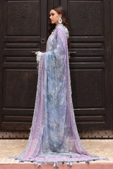 SUMMER-3PC LAWN CHIKANKARI EMBROIDERED SHIRT WITH MONARK PRINTED DUPATTA AND EMB TRPUSER-3709