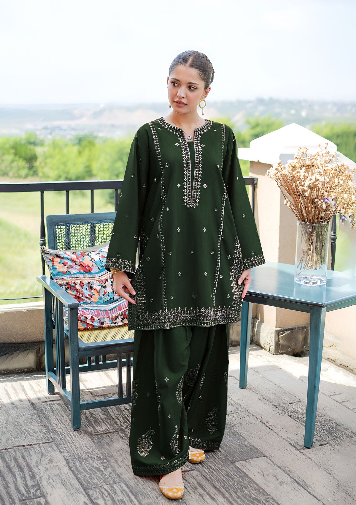 SUMMER-2PC LAWN EMBROIDERED SHIRT WITH TROUSER-229