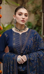 WINTER - 3PC DHANAK EMBROIDERED SHIRT WITH DHANAK EMBROIDERED SHAWL AND TROUSER -4032