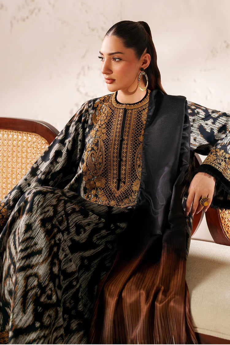 WINTER-3PC VISCOSE PRINTED EMB SHIRT WITH VISCOSE PRINTED DUPATTA AND TROUSER-2639