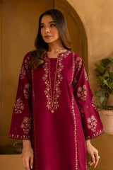 WINTER-2PC DHANAK EMBROIDRED SHIRT WITH DHANAK EMBROIDRED TROUSER-15016