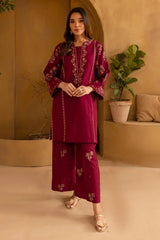 WINTER-2PC DHANAK EMBROIDRED SHIRT WITH DHANAK EMBROIDRED TROUSER-15016
