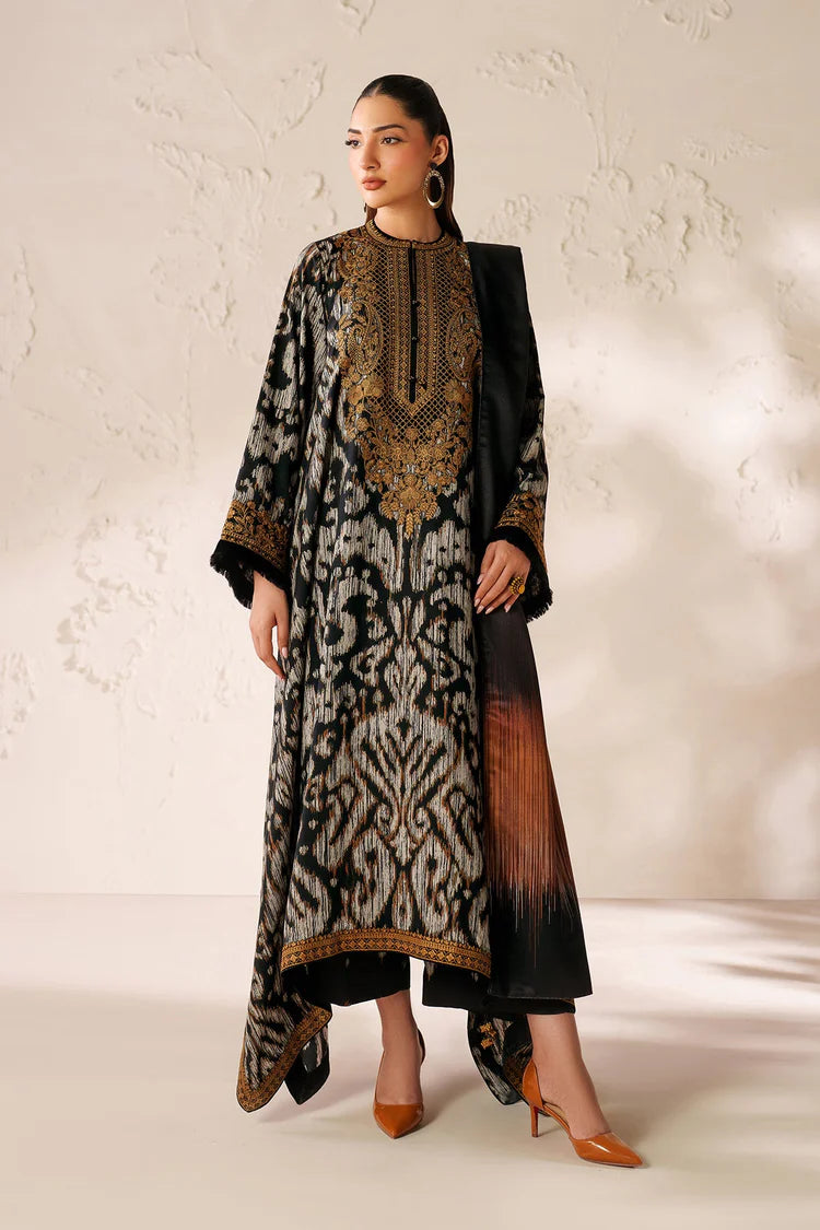 WINTER-3PC VISCOSE PRINTED EMB SHIRT WITH VISCOSE PRINTED DUPATTA AND TROUSER-2639