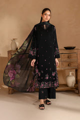 WINTER-3PC DHANAK EMBROIDERED SHIRT WITH COUTRAI PRINTED SHAWL AND EMB TROUSER-5147