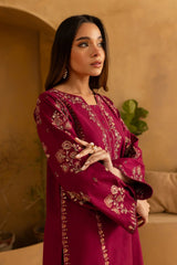 WINTER-2PC DHANAK EMBROIDRED SHIRT WITH DHANAK EMBROIDRED TROUSER-15016