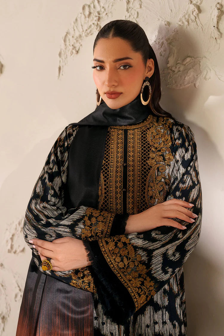 WINTER-3PC VISCOSE PRINTED EMB SHIRT WITH VISCOSE PRINTED DUPATTA AND TROUSER-2639