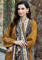 WINTER-3PC DHANAK EMBROIDERED SHIRT WITH WOOL DIGITAL PRINT SHAWL AND TROUSER-5038
