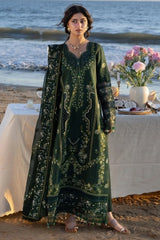 WINTER-3PC DHANAK CHIKANKAARI EMBROIDERED SHIRT WITH DHANAK EMBROIDERED SHAWL AND TROUSER-5259
