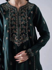 WINTER-3PC DHANAK EMBROIDERED SHIRT WITH DHANAK EMBROIDERED SHAWL & TROUSER-4165