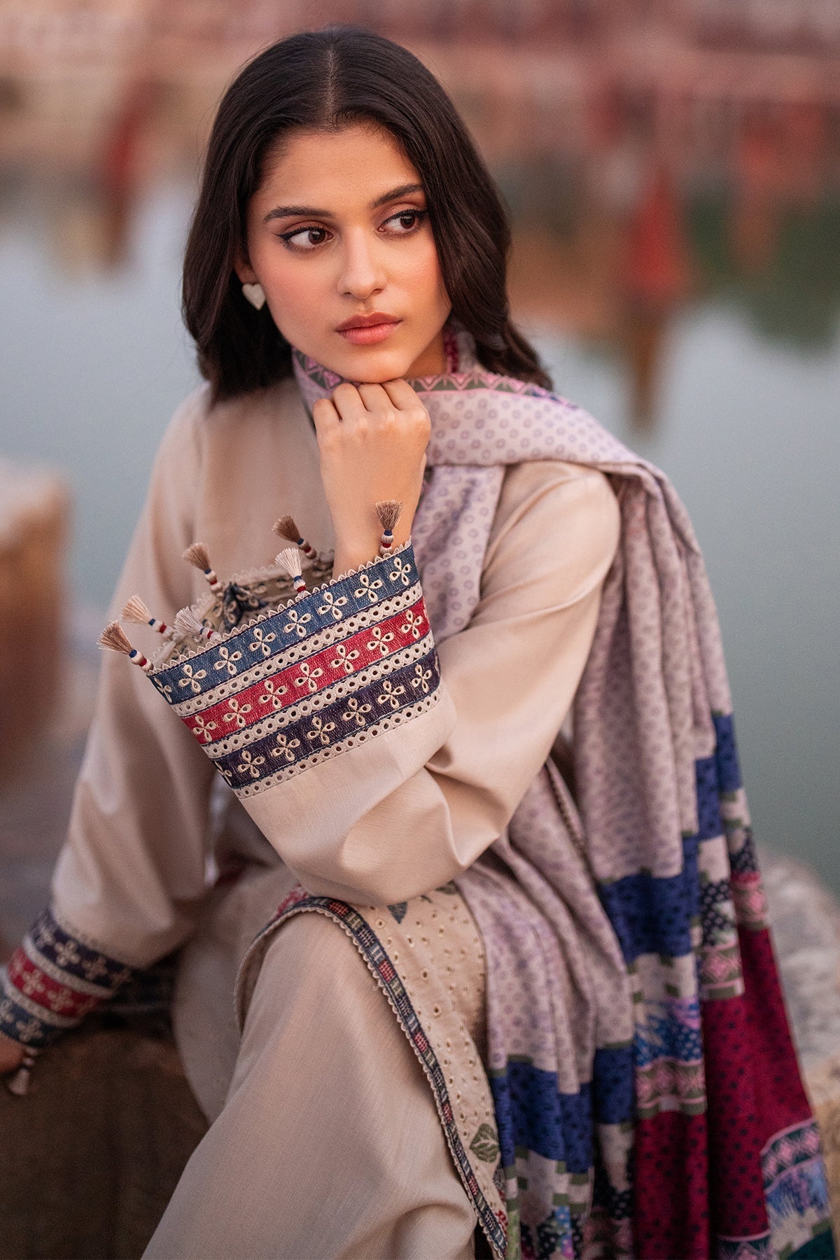 SUMMER-3PC LAWN EMBROIDERED SHIRT WITH MONARK PRINTED DUPATTA AND TROUSER-3631