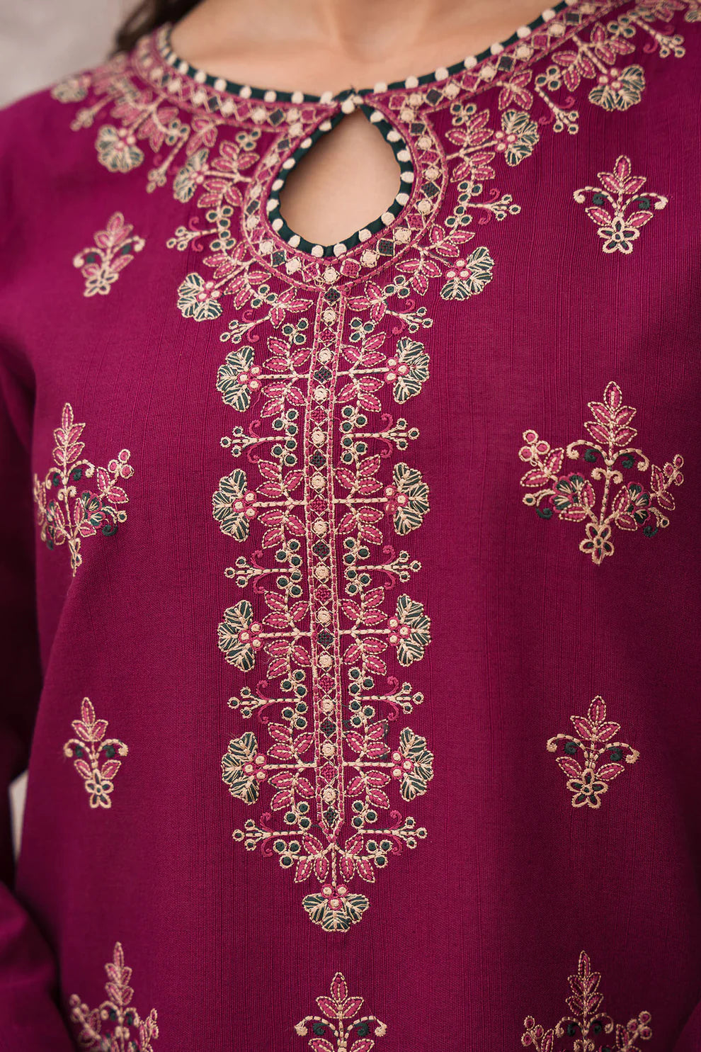 SUMMER-3PC LAWN EMBROIDERED SHIRT WITH MONARK PRINT DUAPATTA-3505