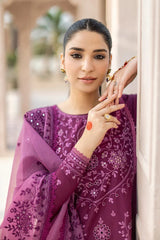 SUMMER- 3PC LAWN HEAVY EMBROIDERED SHIRT WITH ORGANZA HEAVY EMBROIDERED DUPATTA-3544