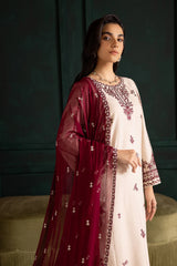 WINTER-3PC DHANAK EMBROIDERED SHIRT WITH DHANAK CHIFFON EMBROIDERED DUPATTA AND EMB TROUSER-4348