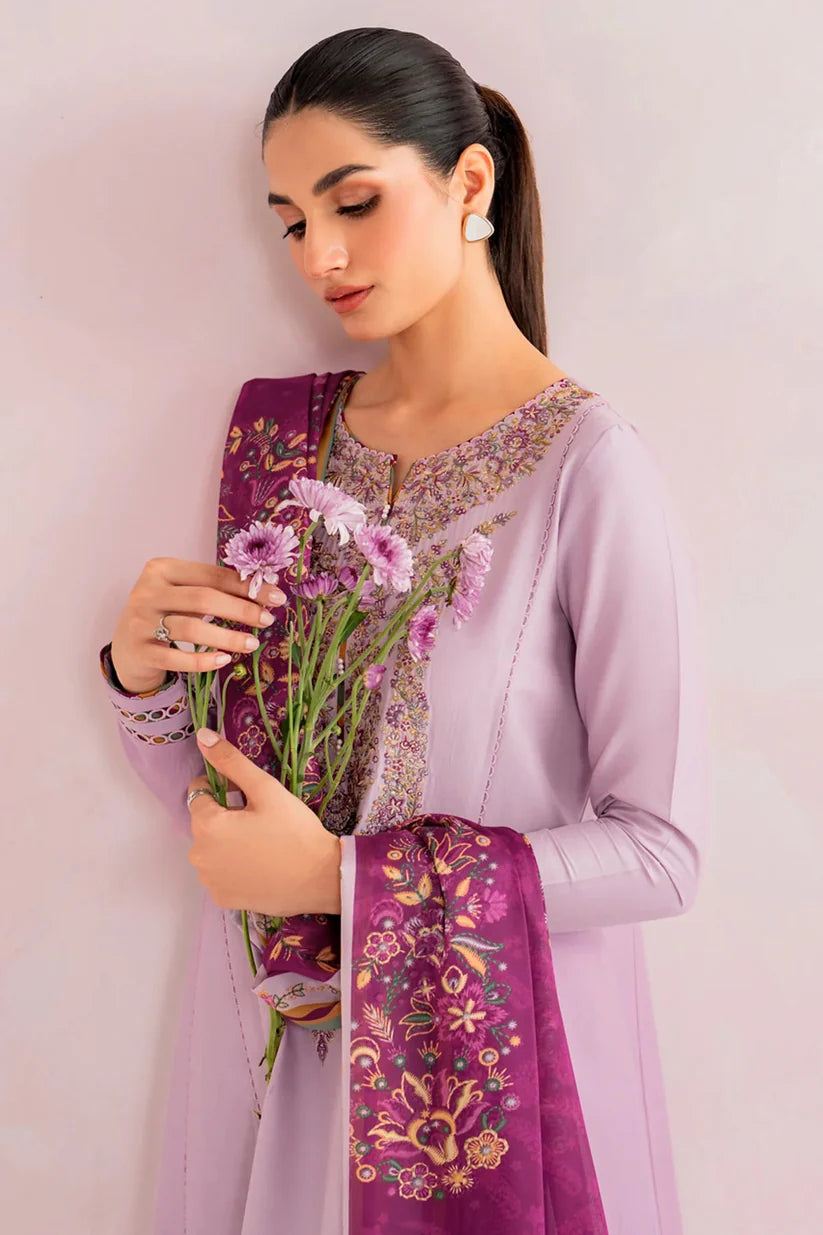 SUMMER- 3PC LAWN EMBROIDERED SHIRT WITH MONARK PRINTED DUPATTA AND TROUSER-3735