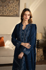 WINTER-3PC DHANAK EMBROIDERED SHIRT WITH DHANAK EMBROIDERED SHAWL AND TROUSER-4392