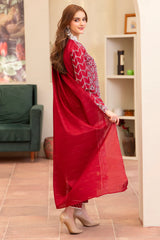 SUMMER-3PC LAWN CHIKENKARI EMBROIDERED SHIRT WITH LAWN TUBE SLUB DUPATTA-6500