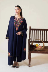 WINTER-3PC DHANAK EMBROIDERED SHIRT WITH DHANAK EMBROIDERED SHAWL AND TROUSER-5048