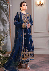WINTER-3PC VELVET EMBROIDERED SHIRT WITH CHIFFON EMBROIDERED DUPATTA & TROUSER-4311